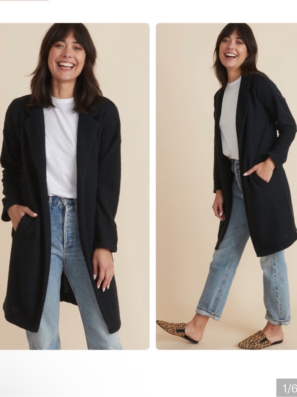 Marine Layer Birdseye Textured Open Front Longline Cardigan Coat Size XS NWT